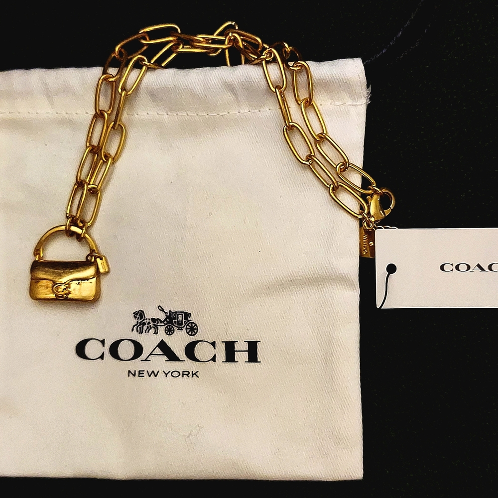 COACH Tabby Movable Purse Pendant!!! On Paper Clip Necklace 😲❤️‍🔥😲